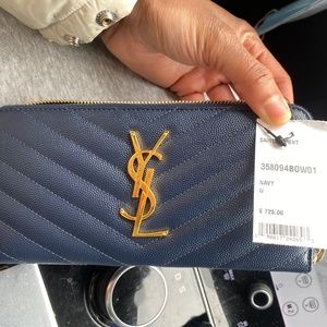 Ysl navy blue wallet